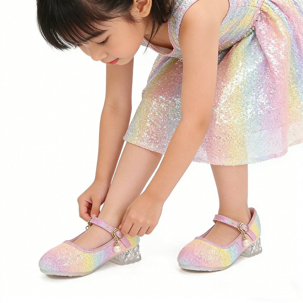 Girls Princess Flats Saiz21-36 Tapak Lembut Ringan Stok Ada Percuma Penghantaran Jamuan