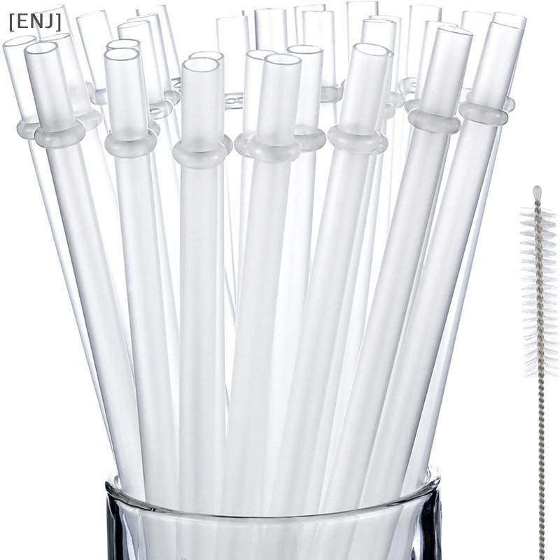 [ENJ] 10 Pcs White Glitter Plastic Straw 9 Inches Long Reusable Hard Drinking Straws For Tumbler Mug Cup Bottle null
