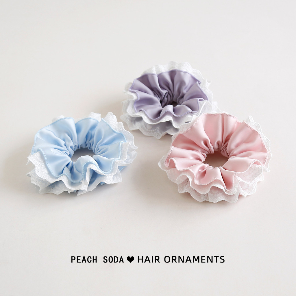 CHUANYE Ballet Style Satin Scrunchy Hair Tie Temperament Gentle Lace Double Layer All-Match Hair Tie