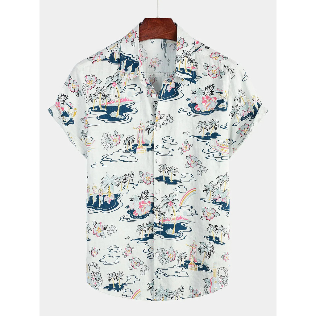 Men Casual Floral Button Short Sleeve Holiday Cool Beach Shirt Hawaiian Fashion Shirt Camicia Uomo Camisas Hawaianas Divertidas CSWS