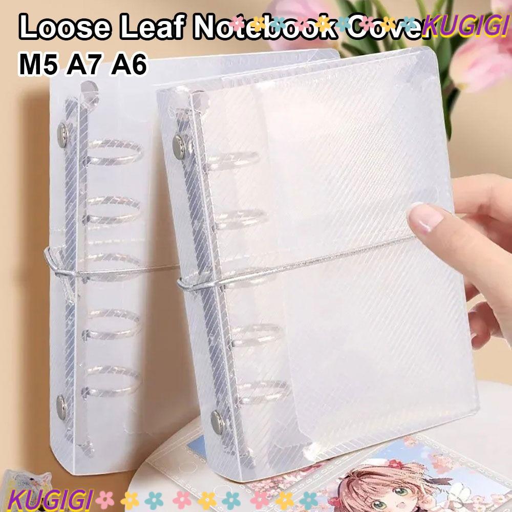 KUGIGI 1Pcs Loose Leaf Notebook Cover, Diagonal Three Fold M5 A7 A6, Sticker Mini Portable Small Card Photo Storage Ledger
