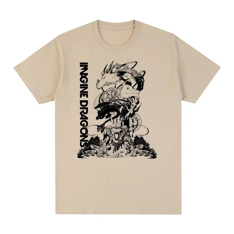 Bayangkan Dragons Kemeja-T Vintaj Kapas Teman Lelaki Kemeja-T Lelaki Harajuku Bergaya Kemeja-T Baru Tshirt Wanita Atasan