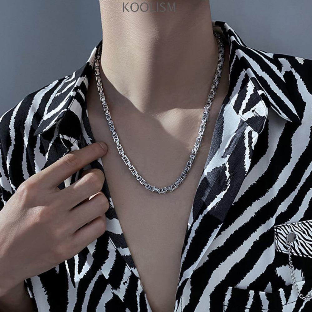 KOOLISM Titanium Steel Necklace Simple Cool Hip Hop Royal Box Chain For Male Gift Collar Chain Clavicle Chain Korean Style Necklace