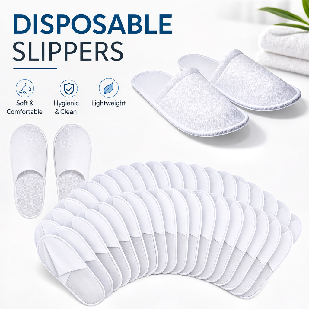 Spa Disposable Slippers Toe Towelling Hotel Guest Travel Unisex Shoe Selipar Pakai Tuala Kaki Kasut Uniseks Perjalanan