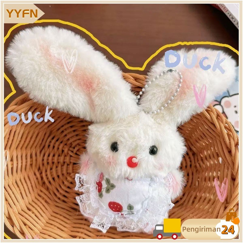 GANTUNGAN Long Ear Rabbit Fur Doll Keychain, Sound-Removing Keychain, Bag Keychain Accessories, Gift Cute Keychain
