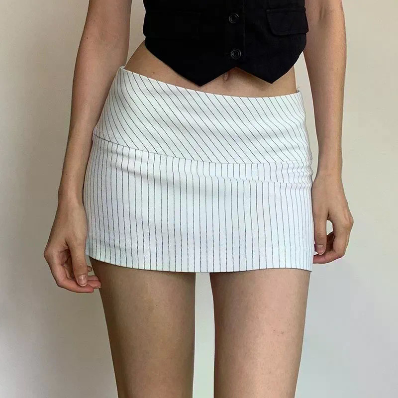 Basic Striped Printed Skirt Women's Low-waist Slim Hip-hugging Mini Skirt