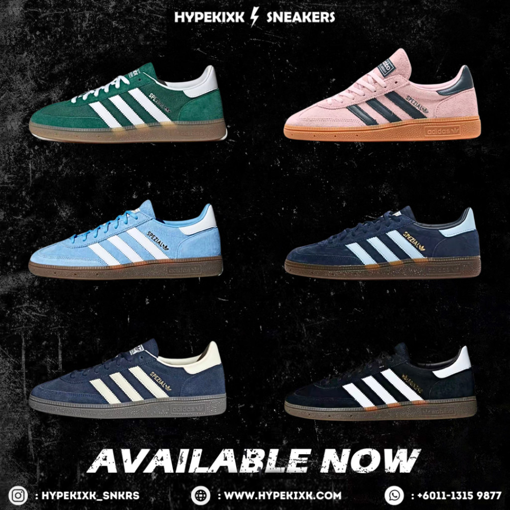 HYPEKIXK UA Handball Spezial Collegiate Green Gum, Navy Gum, Light Blue, Night Indigo, Black Gum, Clear Pink U8RB