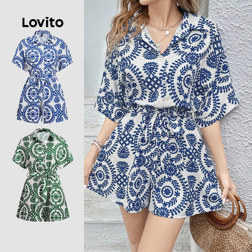 Lovito Vacation Jumpsuit Paisley Pattern Summer Jumpsuit for Women L118ED391