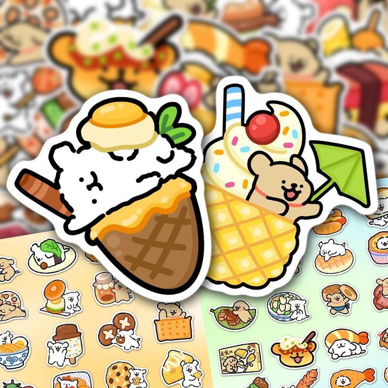 150 Sheets Cute Cartoon Line Puppy Food Stickers ins Spring Maltese Puppy Style Mobile Phone Decoration Stickers