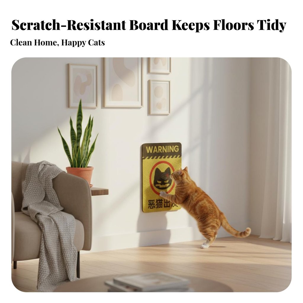 Low-Shedding Wall-Mounted Cat Scratcher Long-Lasting Corrugated Cardboard Scratcher Space Saving Design for Indoors, Living Room