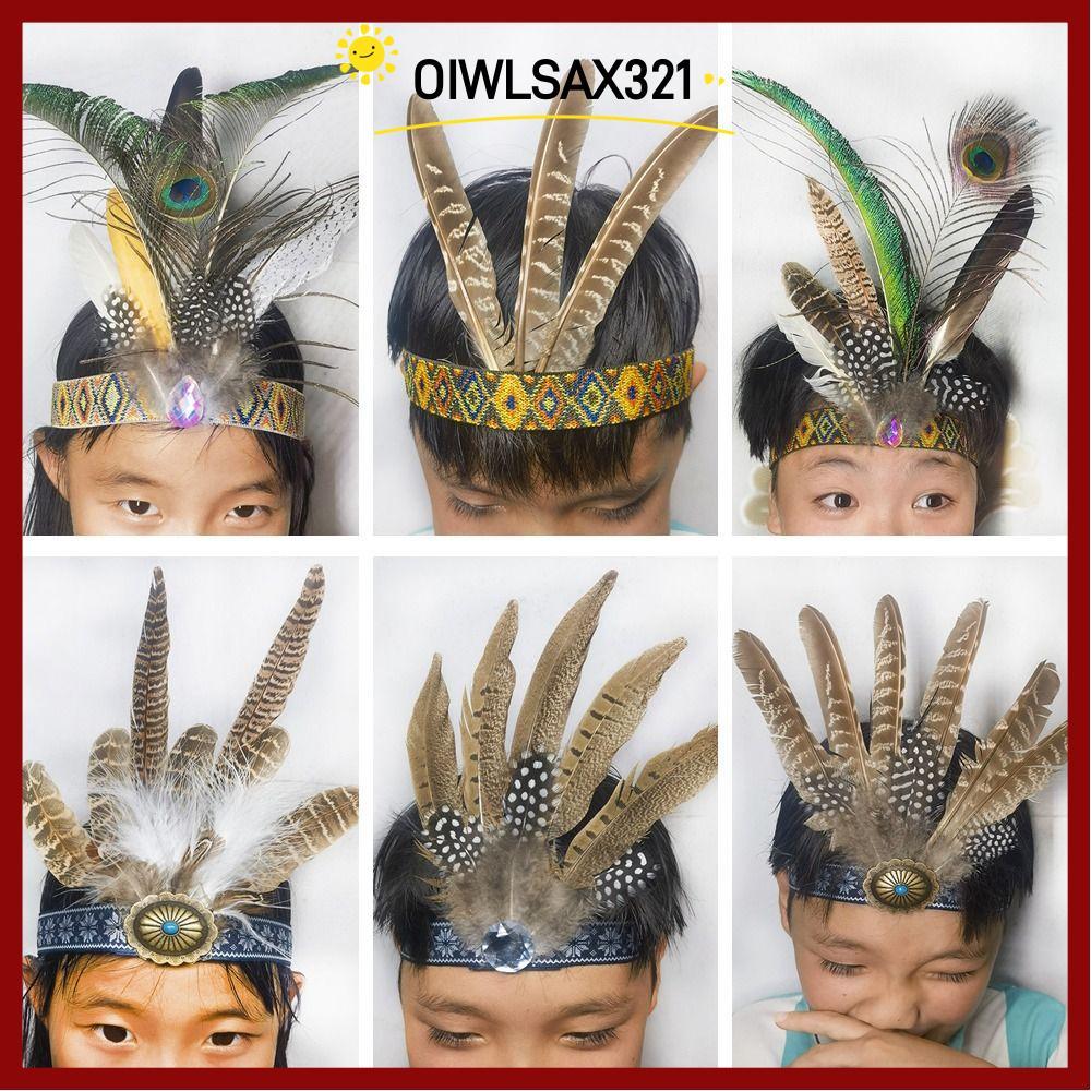 OIWLSAX321 Feathered Hairband, Colorful Lightweight Hair Ornament, Accessory Ethnic Style Indian Hairband Special Occasion