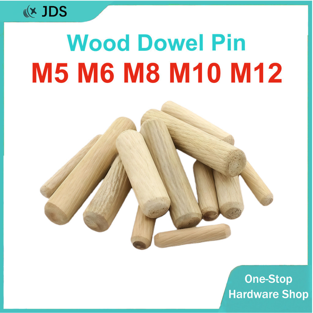 Wooden Stick Log Pin | Solid Wood Sticks Tenons | Wood Bolts Wardrobe Cabinet Connectors M5/M6/M8/M10/M12 L=20-120mm 【JA-MY】