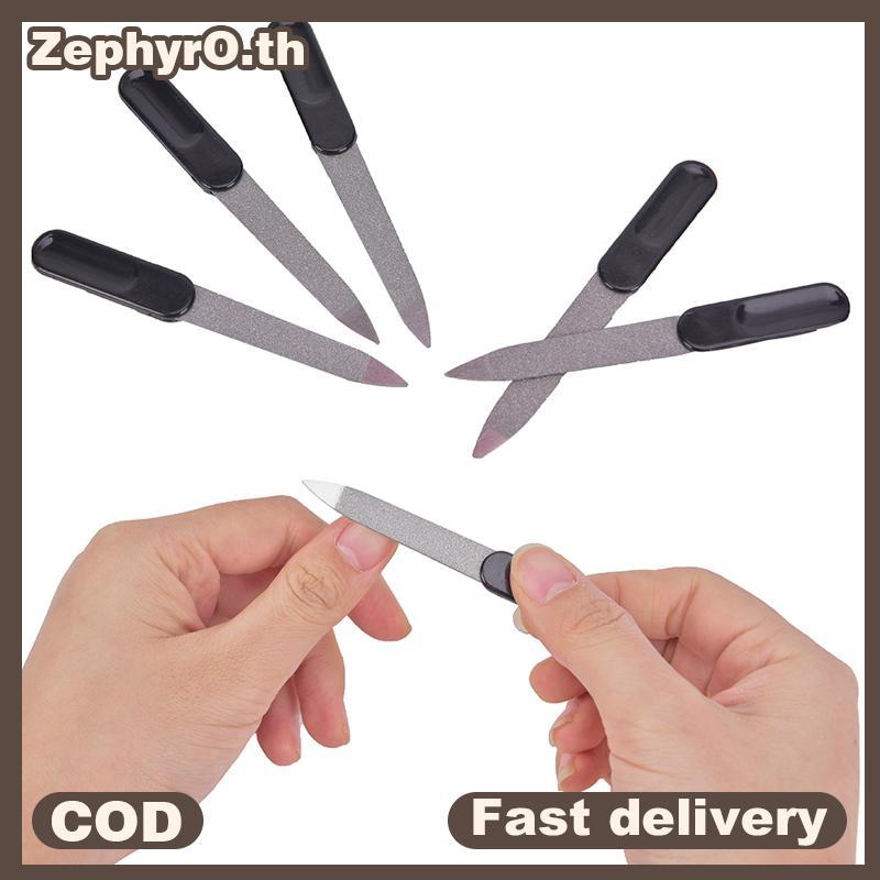 null 5pcs Plastic Handle Metal Double Sided Nail Files DIY Manicure Pedicure Tool null