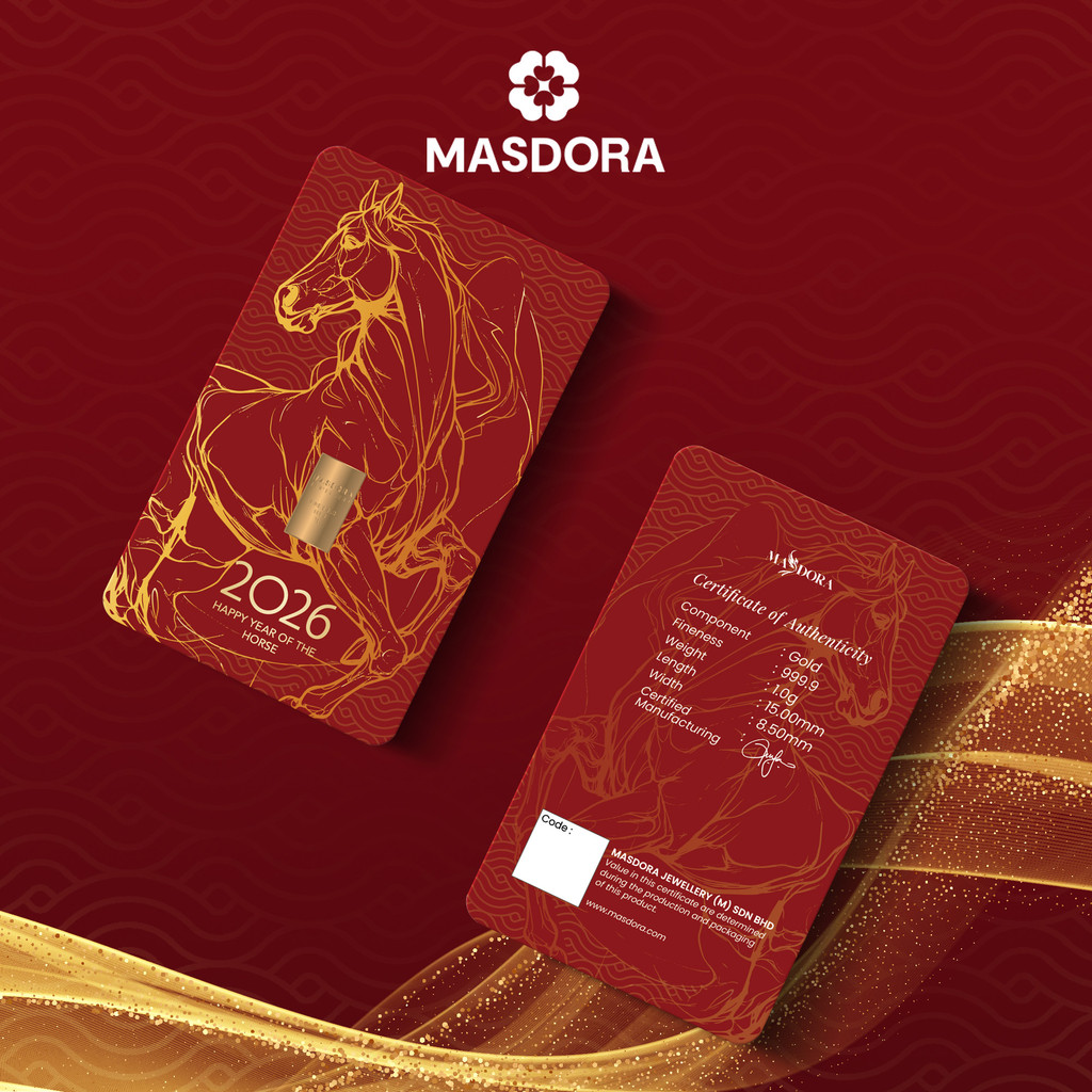 MASDORA 999.9 Gold Bar 1.00GM Calendar Year Collection ~ Golden Horse Lunar&hellip;