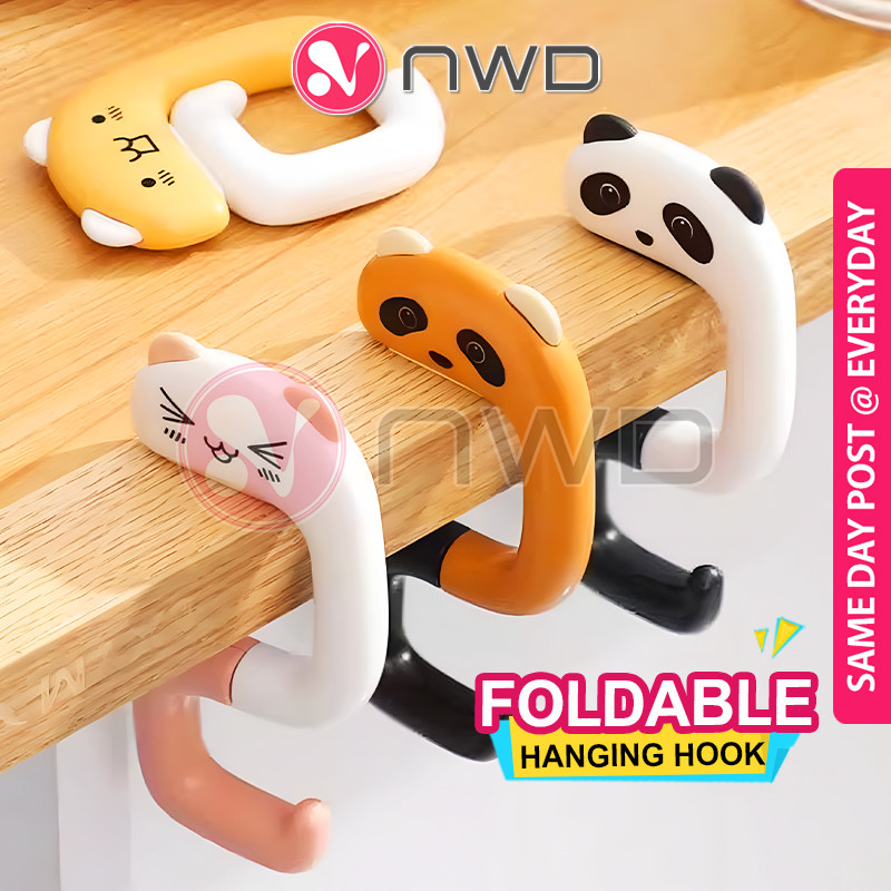 《 》 Foldable Table Bag Hook Cartoon Backpack Holder Handbag Hanger Pemegang Beg 书包钩 NWD