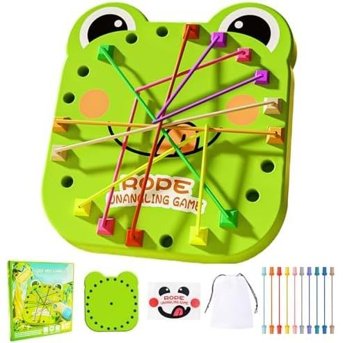 Frog Brainy Knots Game,Rope Untangling Puzzle Game,Educational Strategy Board Game for Kids &amp; Adults, Family Travel Party Toys, Gifts for All Ages