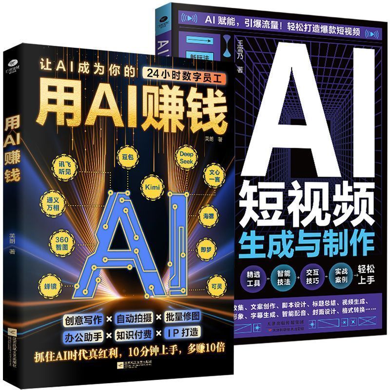 书籍 Book AI赚钱攻略  AI Money Making Strategy  正版 用AI赚钱+AI短视频生成与制作2本 掌握创意写作与制作Book: AI Money Making Strategy. Authentic Edition. Make Money with AI + AI Sho