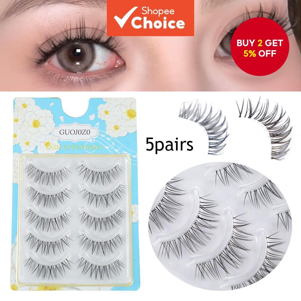 Korean girl group fake eyelashes with distinct U-shaped natural transparent stems, thick handmade eyelashes