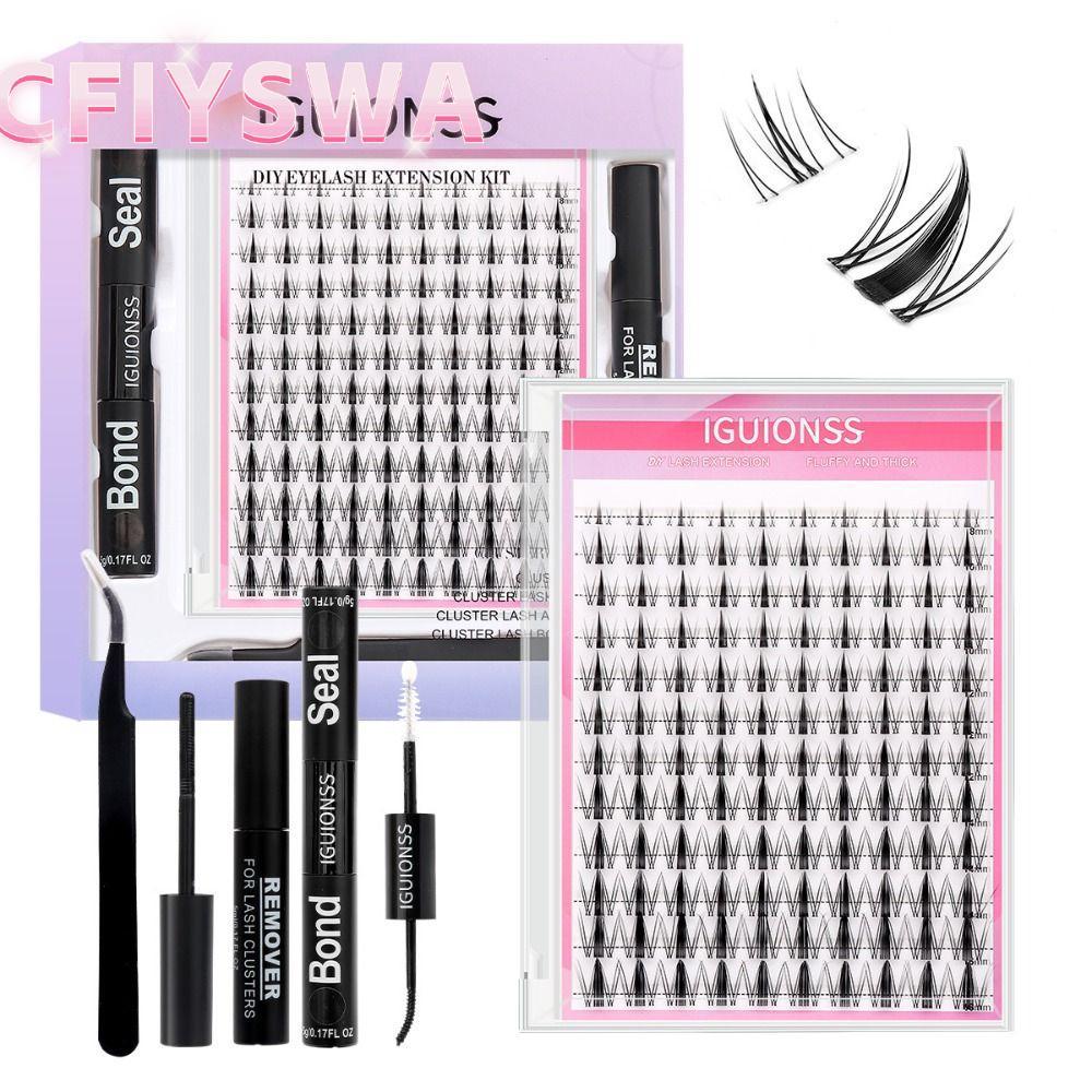 CFIYSWA Individual Lashes Kit, Natural Look Wispy Manga Lash Clusters, Self Application DIY at Home DIY Eyelash Extension Kit