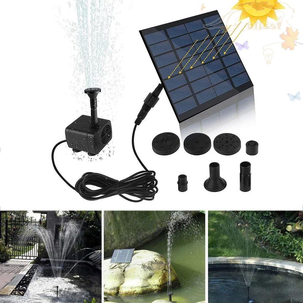 BLISS Solar Panel Water Pump, Mini 4 Nozzles Solar Fountain Pump, Solar Panel Powered DIY DC Brushless 200L/H Solar Water Fountain Pool