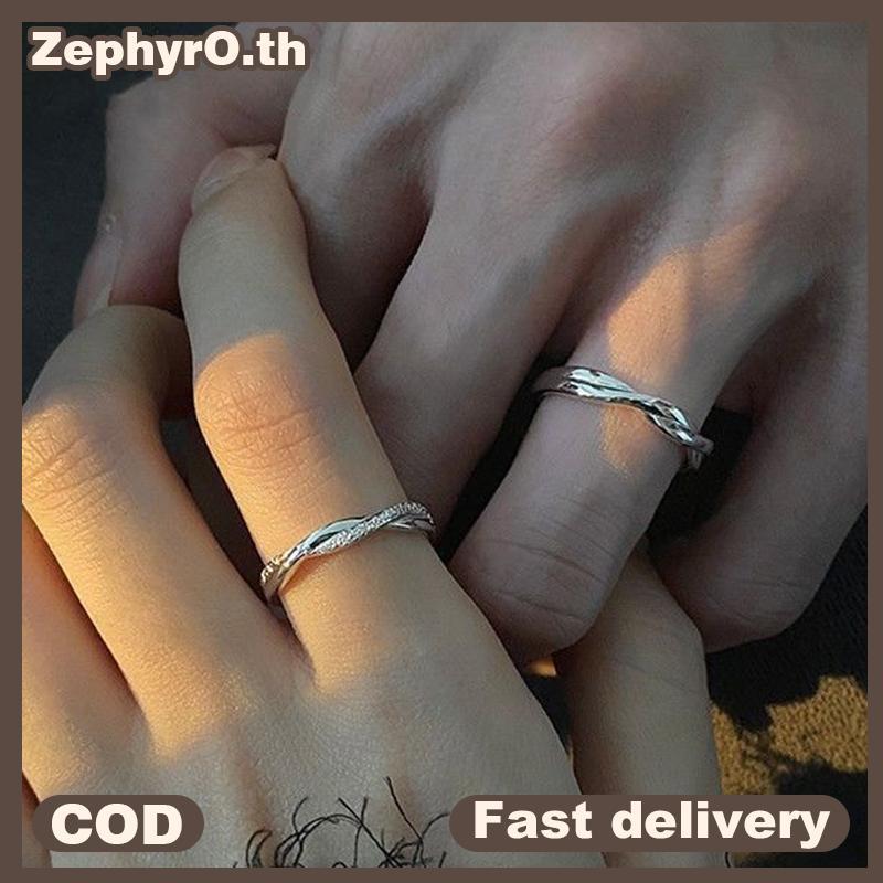 null Fashion Couple Rings Set Silver Color Simple Opening Adjustable Finger Ring Light Luxury Jewelry For Women Men Anniversary Gift null