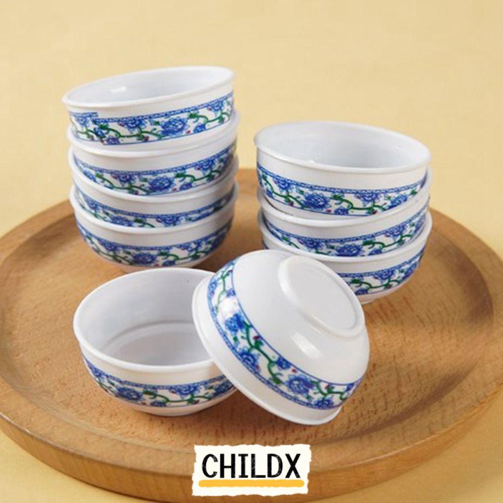 CHILDX 5/10pcs Dollhouse Miniature Bowl, Blue and White 3 Styles Retro Bowl, High Quality Plastic Kitchen Model Decor 1:12 Dollhouse Decoration