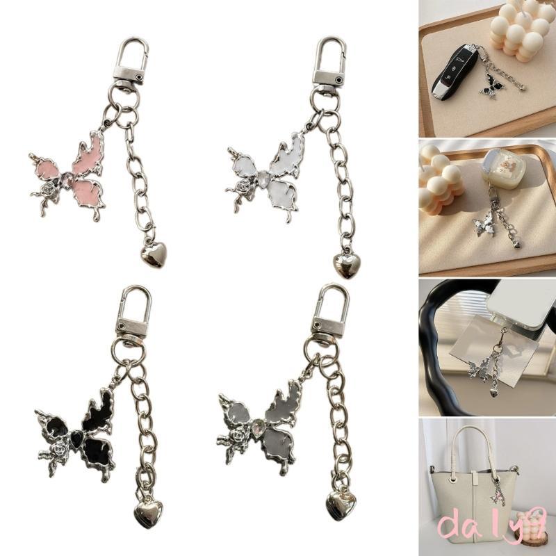 DLAY Lovely Butterfly Heart Chain Keychain Pendant Backpack Decoration Charm Jewelry