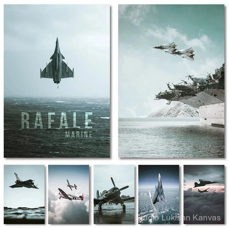 Vintage Planes Fighter Jet Military Aircraft Launch Canvas Painting Print Poster Wall Art Picture Office Living Room Home Decor