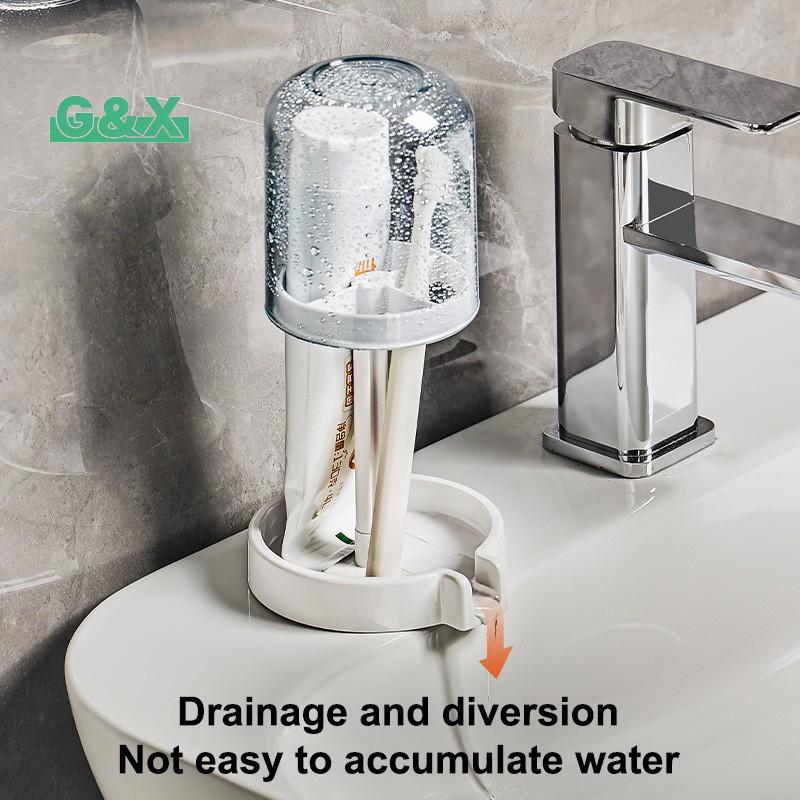 [G&X] 3-in-1 Toothbrush Holder Toothpaste Mouthwash Cup Organizer Dry And Dustproof Cleaning Tool Storage Ra Household Bathroom NEW