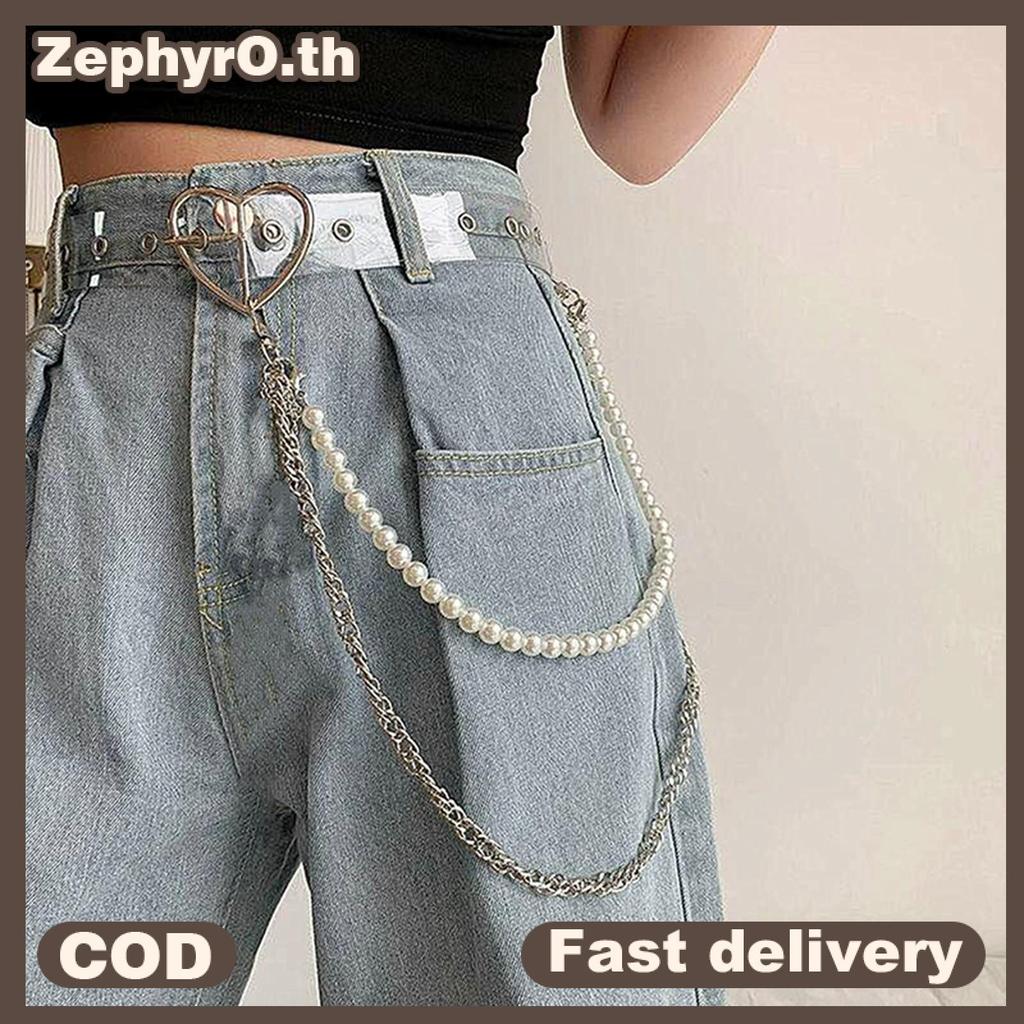 null Simple Waist Chain For Women Temperament Pearl Beaded U-shaped Waist Chain Hip Hop Ro Personality Jeans Chain Accessories null