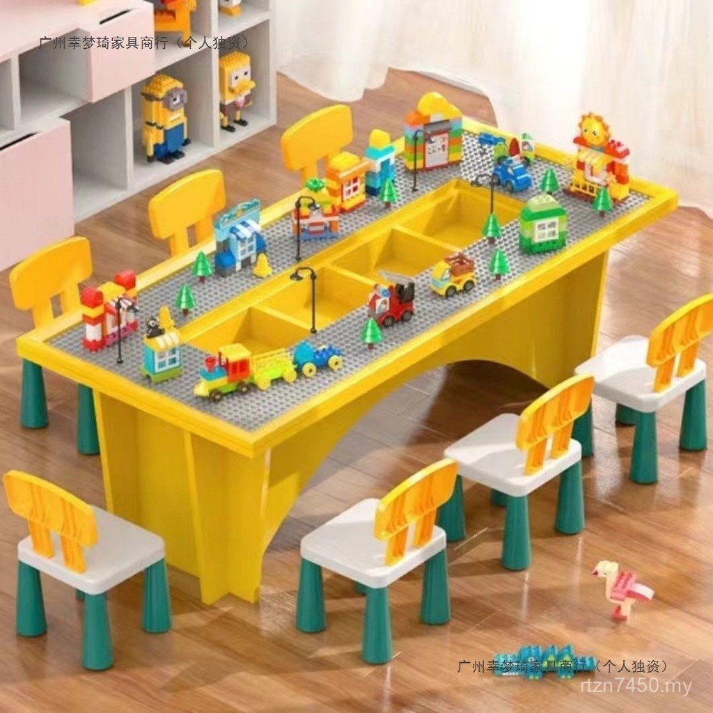 Baby Birthday Gift Toy Particle Game Assembling Educational Children's Fun Compatible High Building Block Multifunctional Table VUCQ