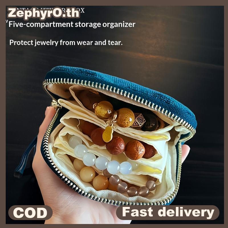 null Portable Exquisite Jewelry Storage Bag With sel Pendant Ring Zipper Crystal Bracelet Storage Multi-layer Large Capacity Storage Pouch null