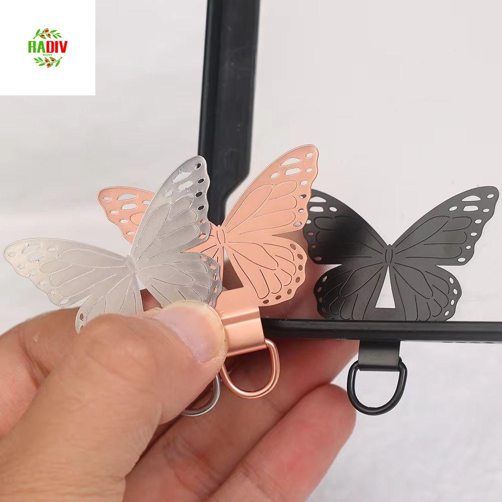 RADIV Phone Tether Tab, Safety Connect Patch Pads Butterfly Phone Patch, Fashion Ultra-thin Metal Stainless Steel Cellphone Strap Gasket Women Girls