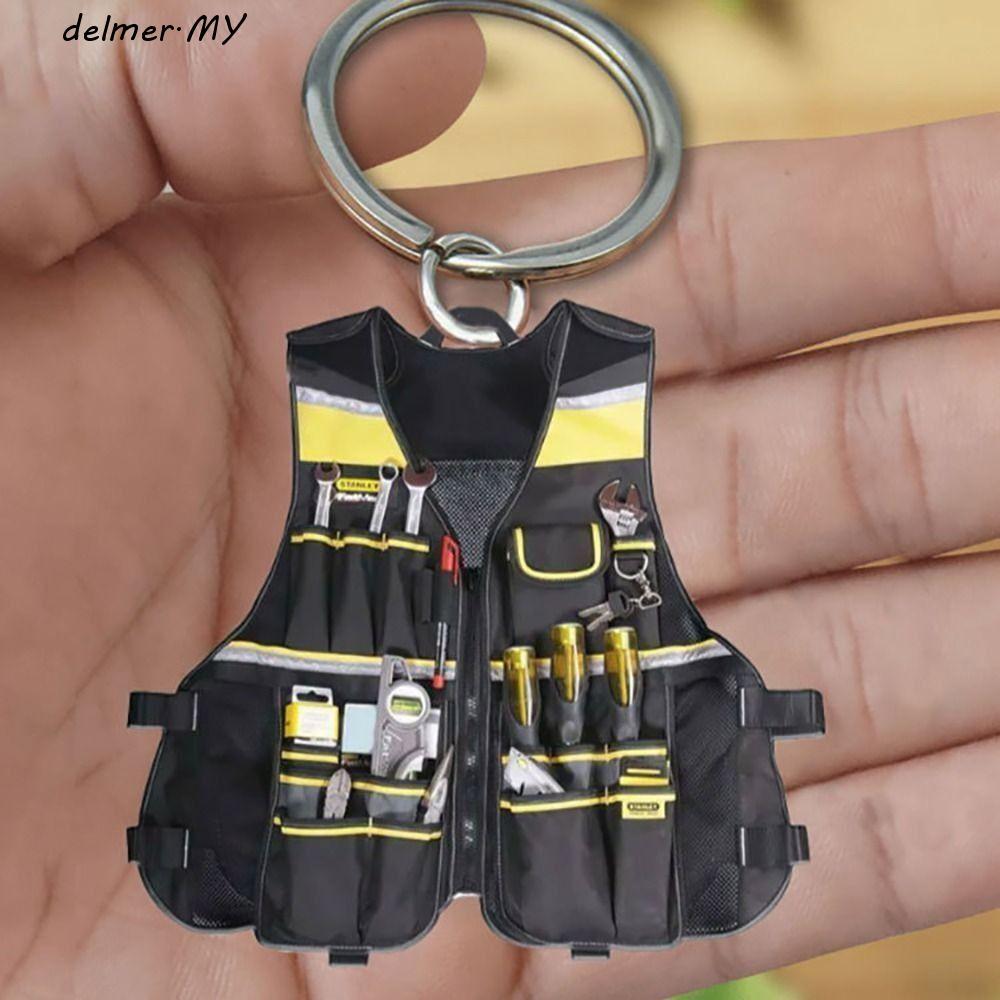 DELMER Electrician Tool Bag Acrylic Keychain, Acrylic Personalized Electrician Tool Bag Pendant, Electrician Tool Bag Electrician's Kit Creative Electrician Tool Bag Keyring