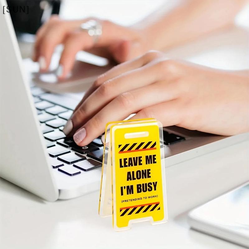 [SUN] Acrylic Desk Sign "Leave Me Alone, I'm Busy" - Humorous Office Decor, Unisex Gift For Coworkers, Versatile Room Decor null