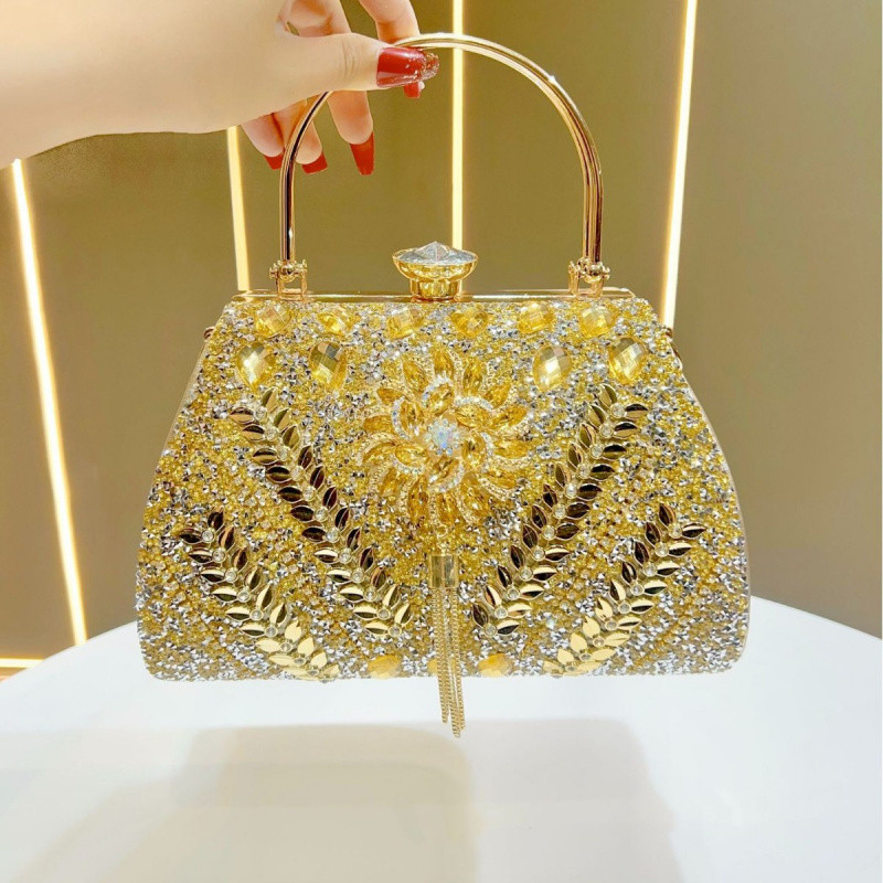 New Female Bag Handbag Large-Capacity Ladies High-End Feeling Celebrity Diamond-Studded Hand