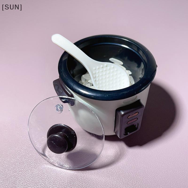 [SUN] 2Pcs Dollhouse Mini Rice Cooker Rice Spoon 4cm Rice Shovel Simulated Spoon Model Kitchen Kitchenware Cooking Toy null