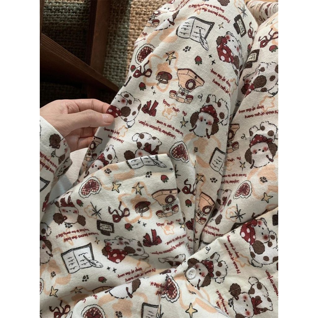 New Year's Cartoon Print Women's Fashion Set - Soft & Stylish Autumn/Spring Outfit | 6N7V