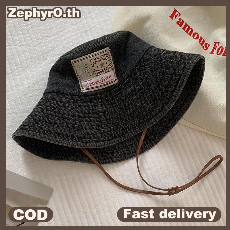 null Retro Washed Denim Fishing Cap Women's Large Brim Sunshade Hat Face Slimming UV Protection Baseball Cap Stylish Korean Version null