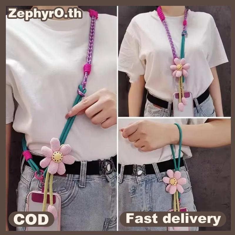 null 1Pcs Lanyard Rope Decorative Pendant Accessories Creative Cartoon Flower Phone Universal Lanyard Crossbody Long Rope null