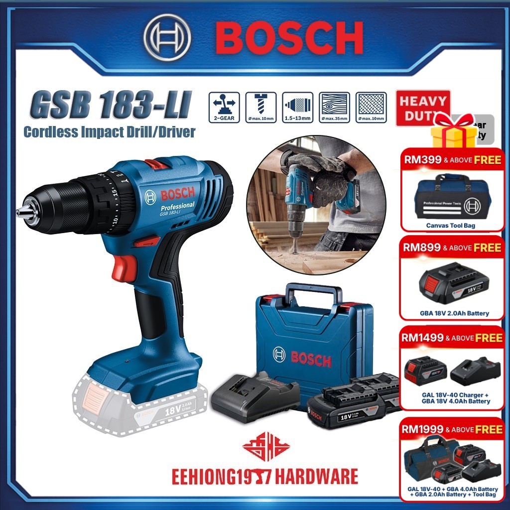 BOSCH GSB 183-LI 18V Cordless Impact Drill Impact Driver Combi Drill GSB183 GSB 183