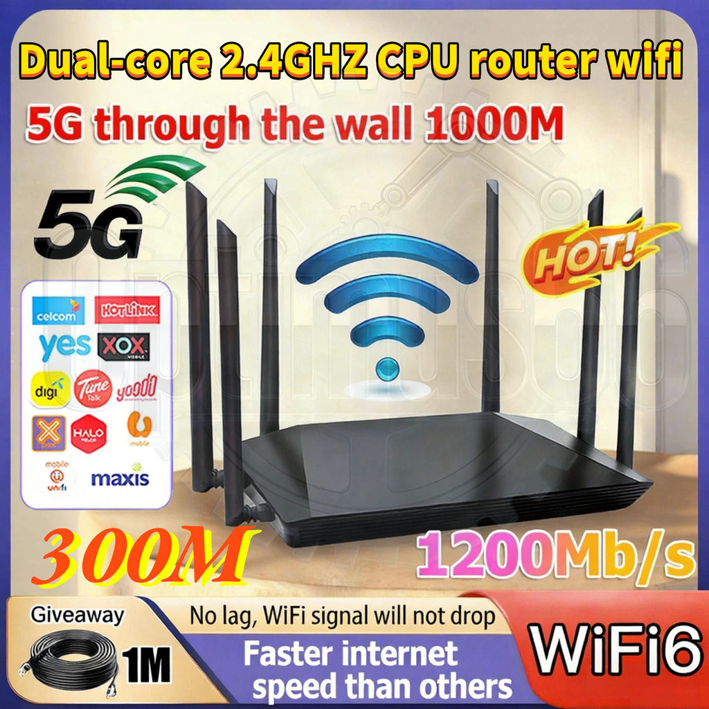 4G/5GWifi Router Modem Unlimited Data Hotspot Wireless1200Mbps WlFl6 Dual-core 2.4GHZ CPU router wifi Free Network Cable
