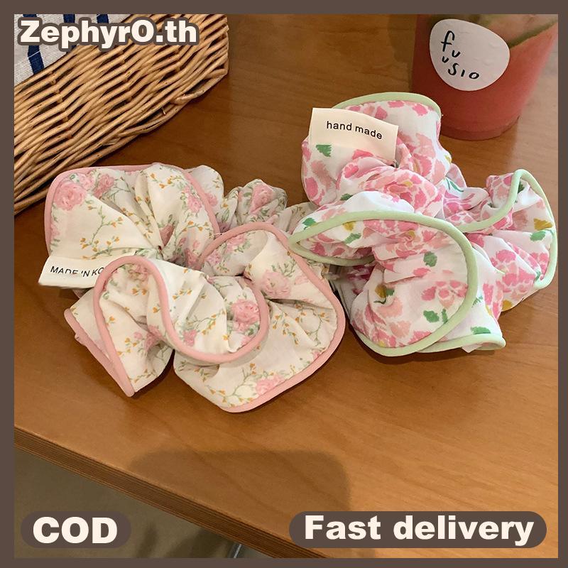 null Korean Fashion Floral Scrunchies Women Girls Elastic Hair Rubber Band Accessories Tie Hair Ring Rope Headdress Headwear null