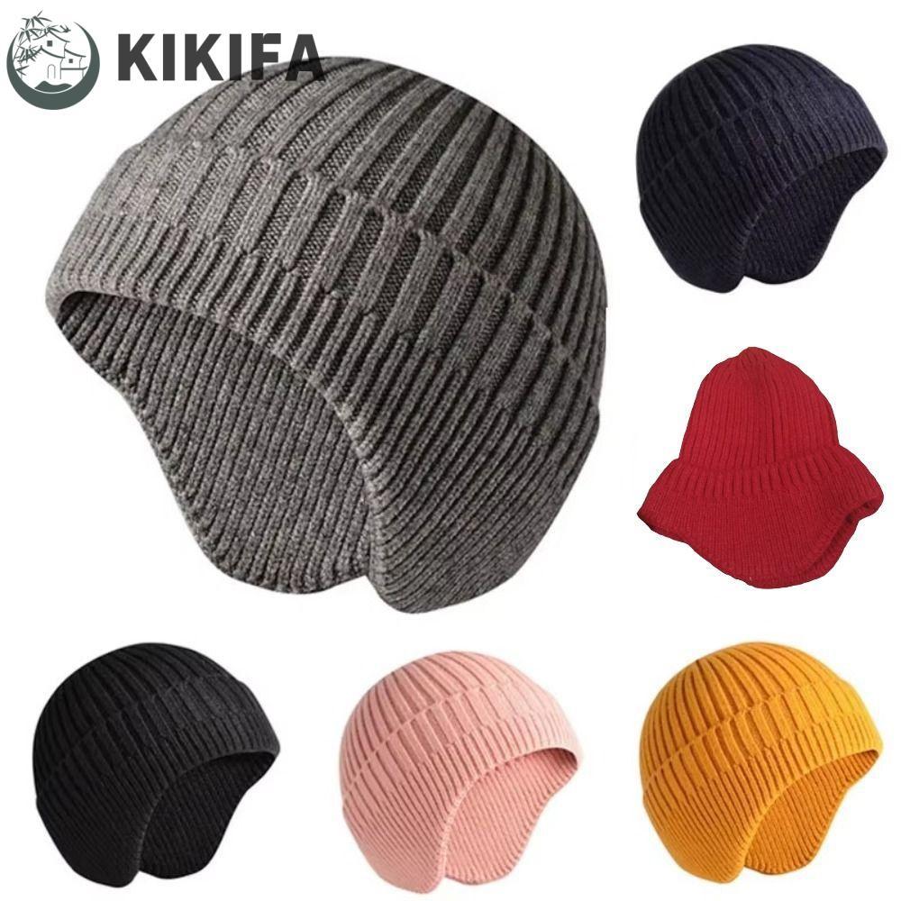 KIKIFA Winter Earmuff Cap, Outdoor Windproof Knitted Earmuff Hat, Fashion Cycling Thick Skiing Warm Beanie Hat Men Women