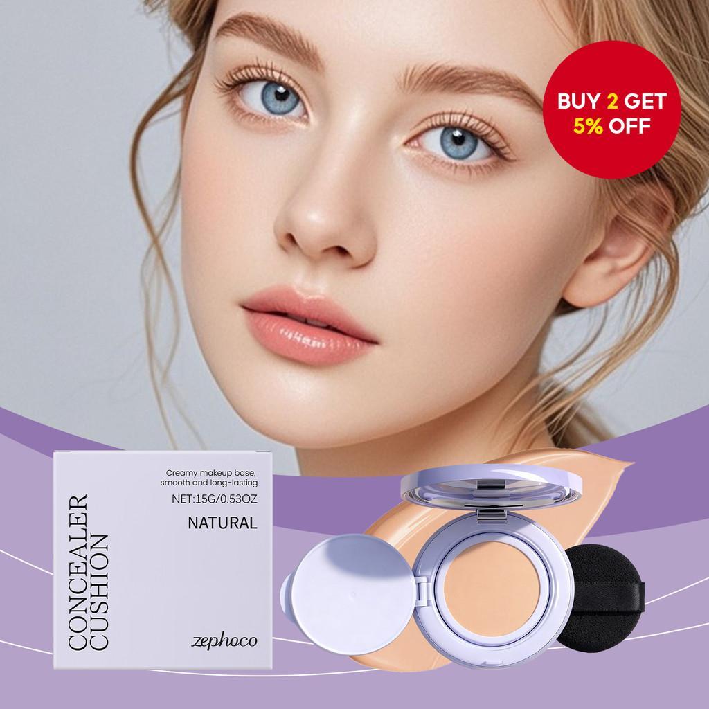 Natural Cover Cushion with Glutathione & Vitamin C - Brightening Skincare Foundation, Hyaluronic Acid SPF Protection, Portable Travel Compact, 15g