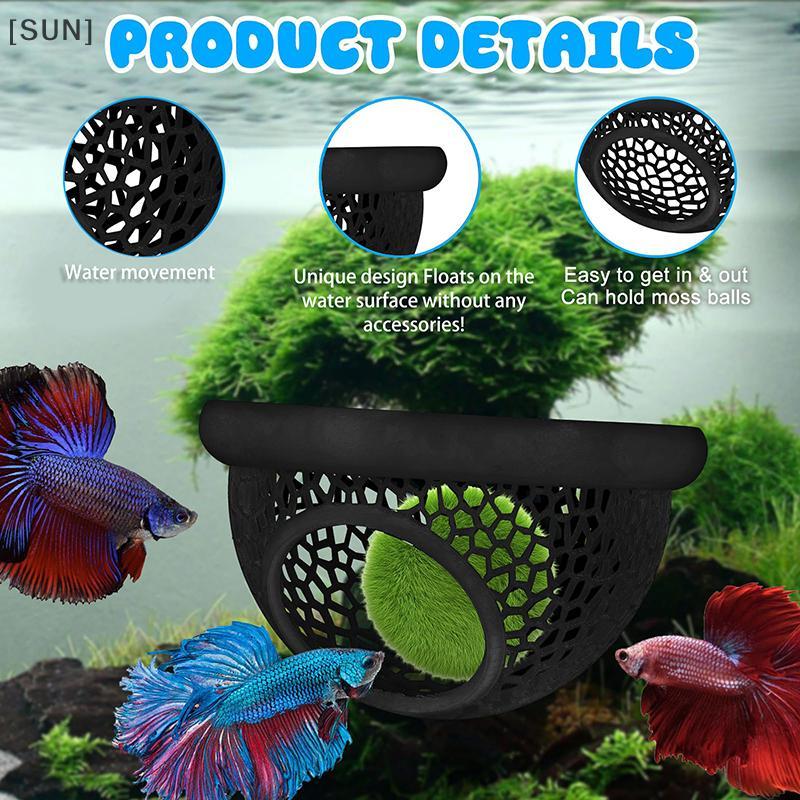 [SUN] Floating Betta Hide & Shrimp Cave – 3-in-1 Aquarium Hammo, Floating Feeder Ring & Resting Spot – 3D Printed Betta Fish Decor null