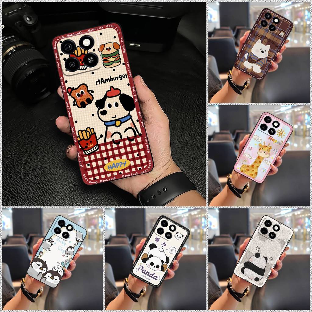 Animals Cartoon Phone Case For ZTE Blade A35/A55 Fashion Design Graffiti Back Cover Full wrap Anti-dust Silicone Soft case Dirt-resistant Shockproof Waterproof TPU Anti-knock Cute