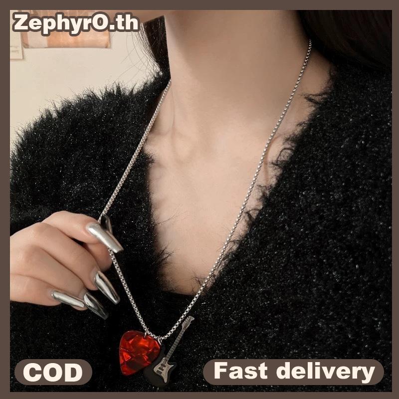 null Hip-hop Guitar Pi Pendant Nelace Punk Titanium Steel Guitar Chain Choker Trendy Vintage Electric Guitar Sweater Chain Boys null