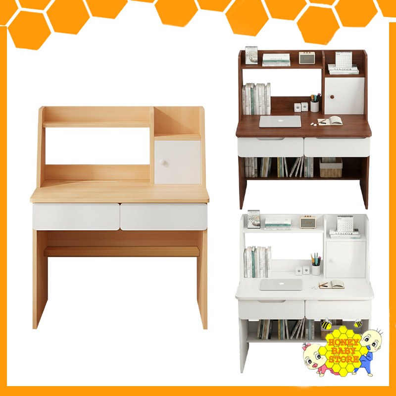 Meja Belajar Student Desk Modern Design Study Table with Integrated Bookshelf Kids Computer Table Children Learning Desk
