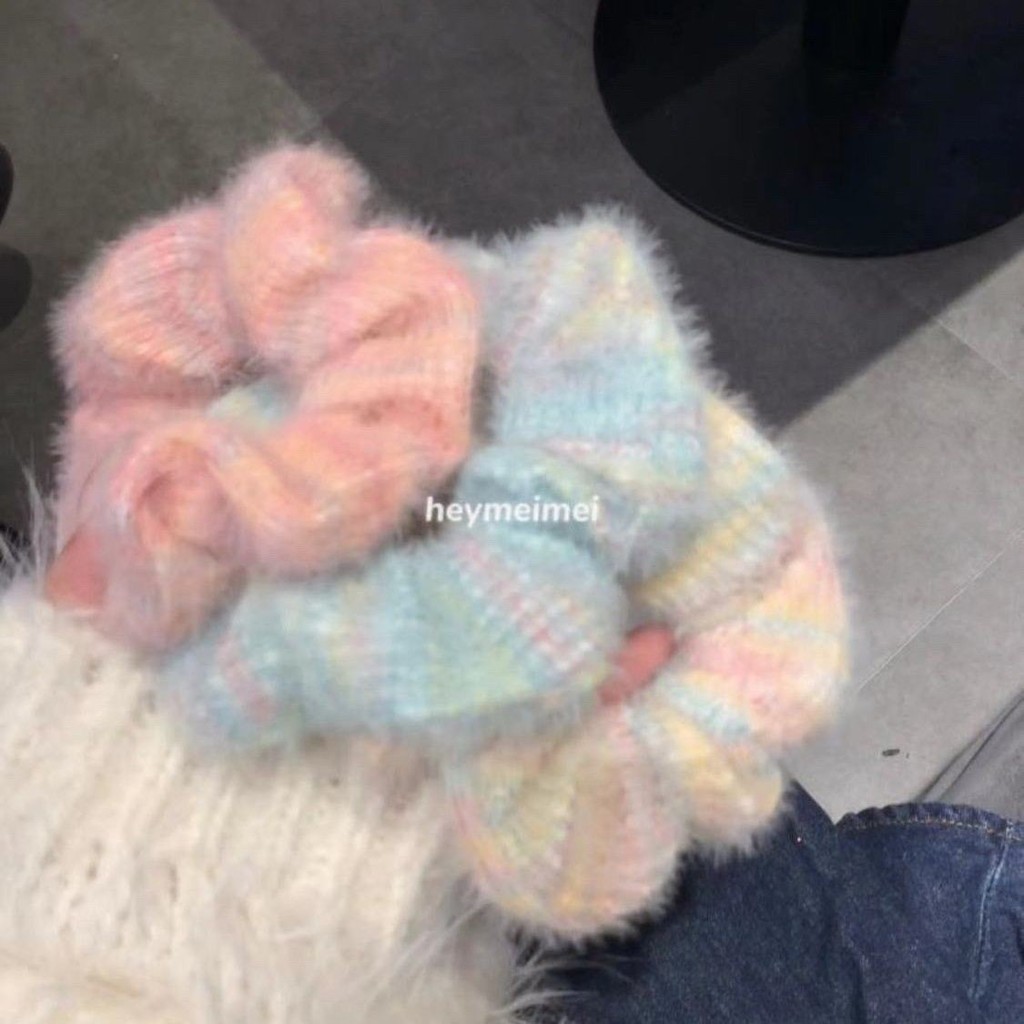 Warm Soft Waxy Seahorse Hair Scrunchy New Style Knitted Hair Ring Gradient Ice Cream Head Rope Hair Rope Girl Hair Accessories 20260322
